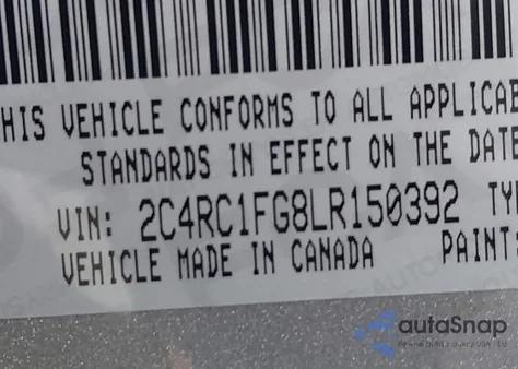 2020 Chrysler Pacifica Touring z USA, uszkodzony, nr VIN 2C4RC1FG8LR150392